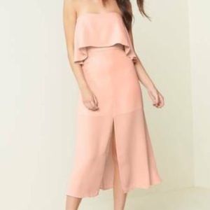 Charles Henry Light Pink Strapless Midi Dress